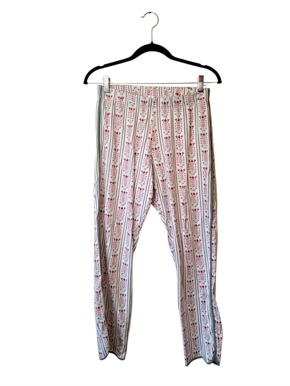 Lake Pajamas Women's Pima Cotton Red Floral Stripe Pajama Set Size S - Picture 3 of 6
